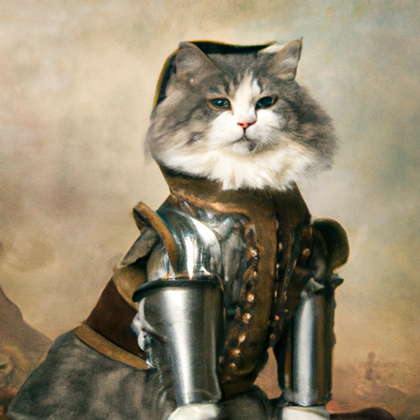 Our kitty as a knight in shining armour