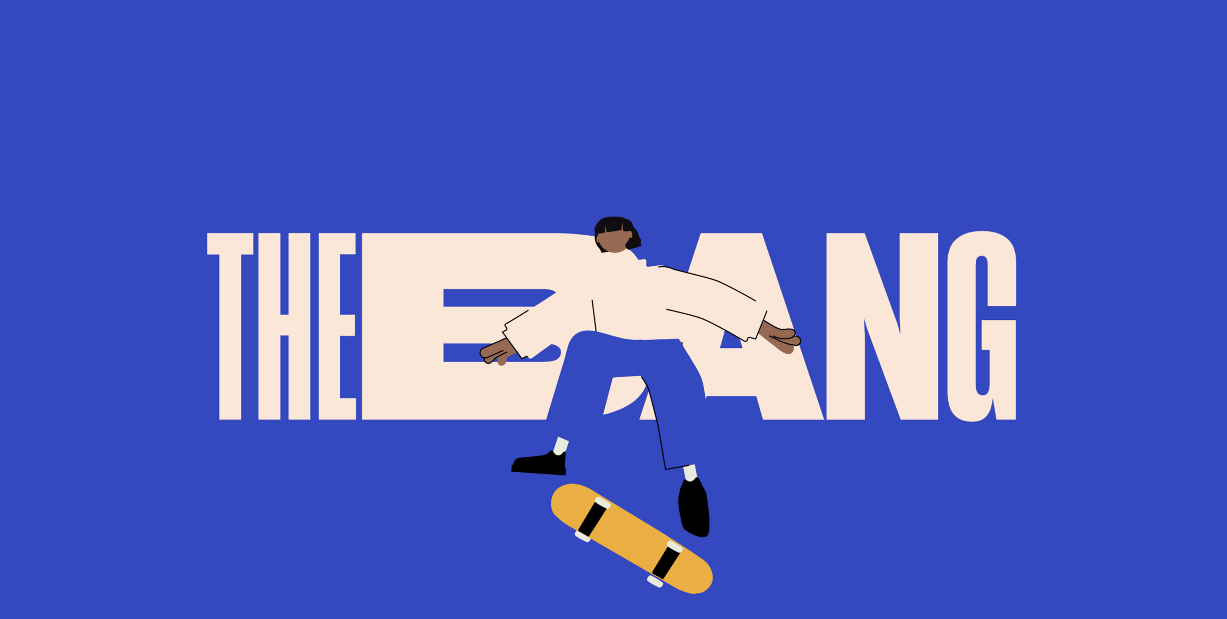 Gatsby.js website for The Bang Co showing a dude doing a wicked kick flip