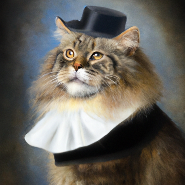 A majestic meow with a fancy looking top hat, isn't he fancy