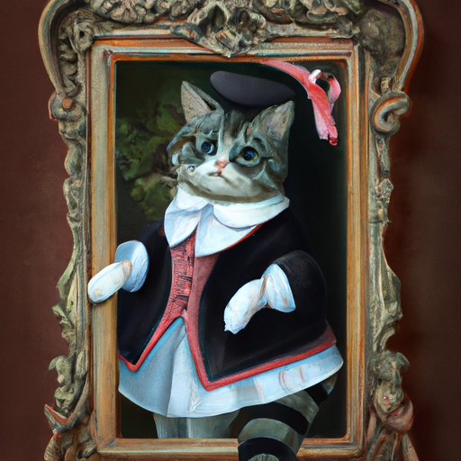 A cat popping out of a picture frame with the most unsettling AI generated eyes known to man