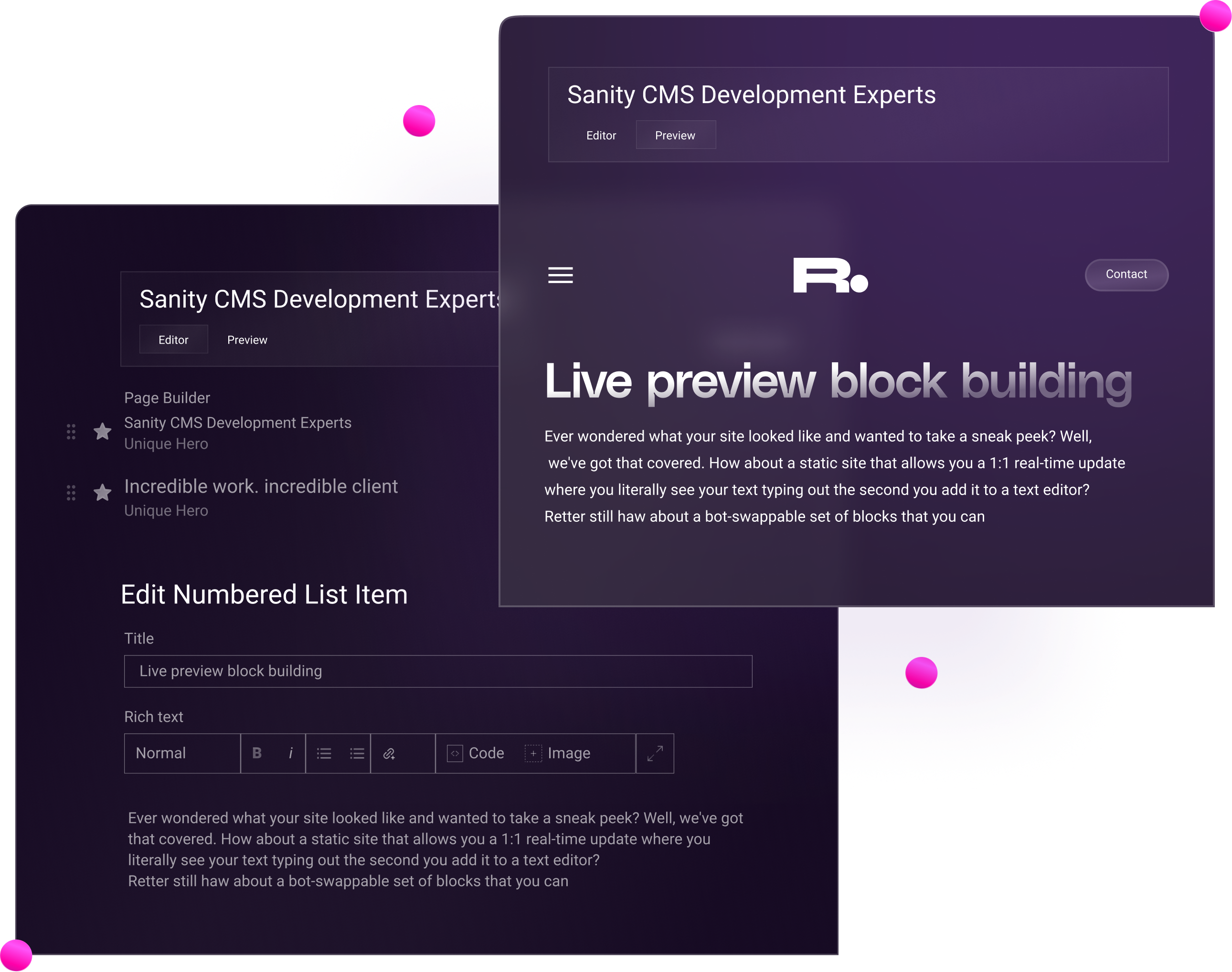 Live preview block building