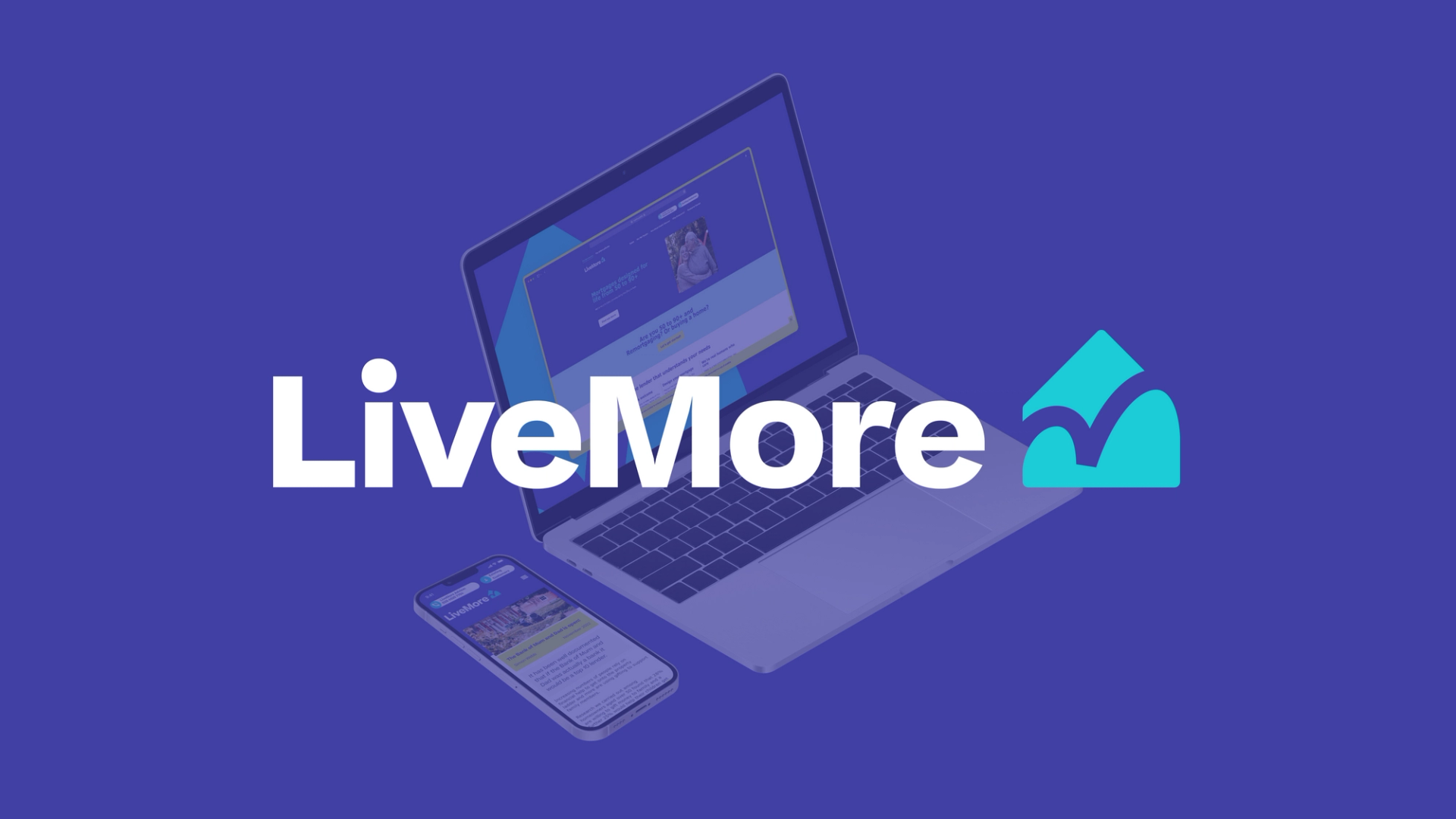 Livemore logo with two wireframes in the background