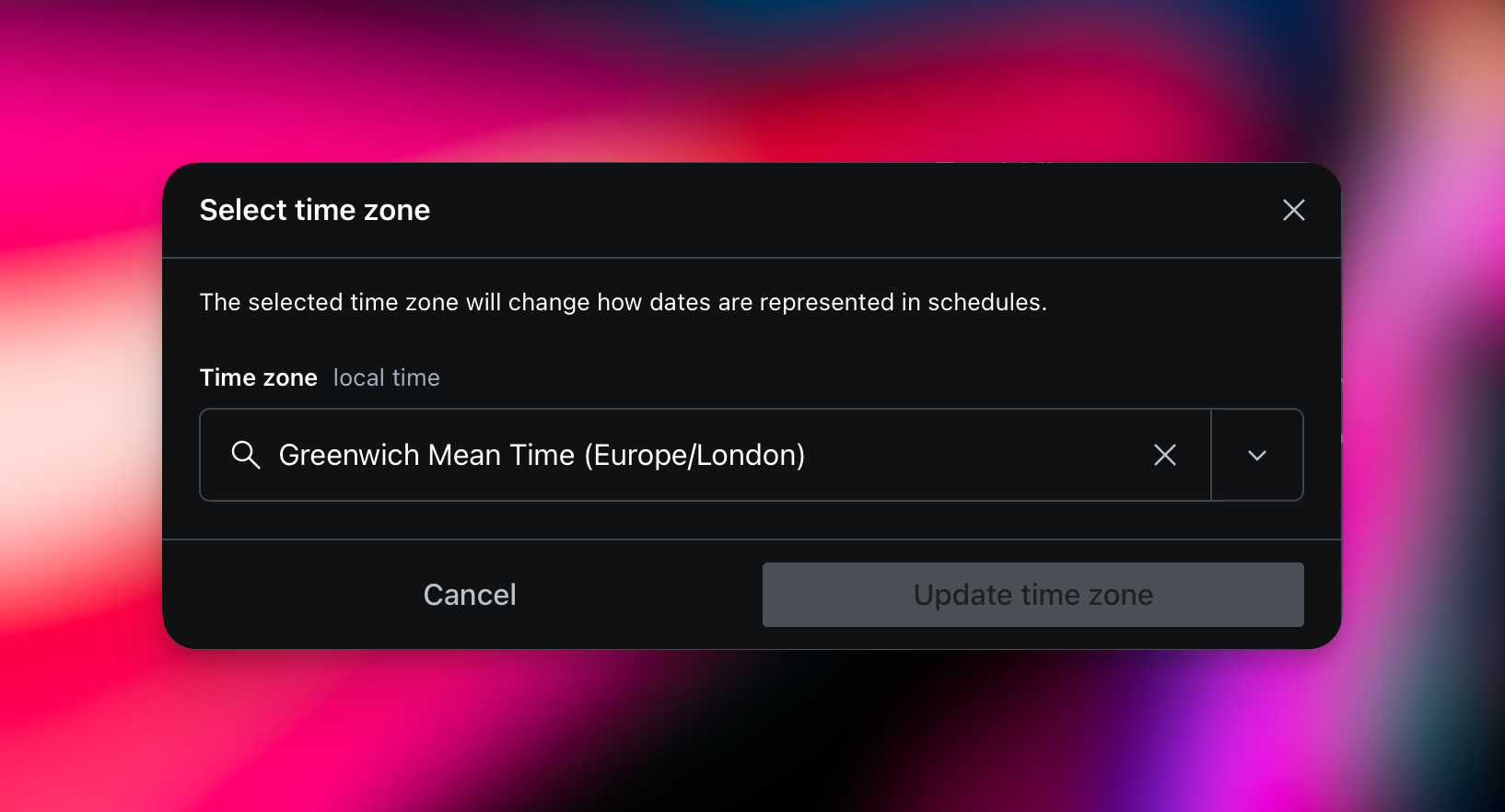 A picture of the time zone looking beautiful and easy to use